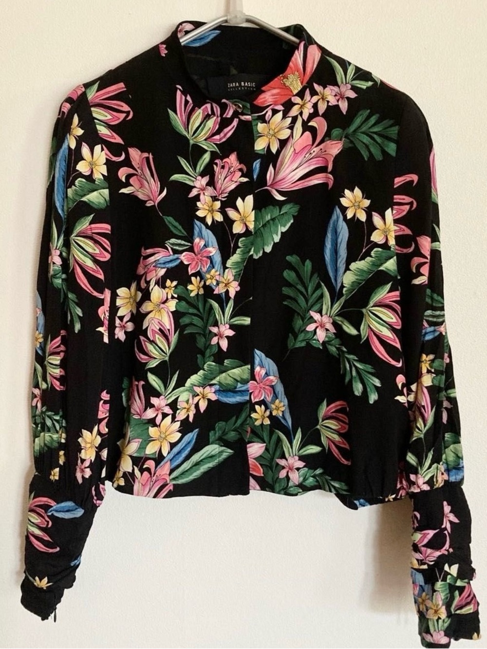 ZARA | Floral Black Bomber Jacket